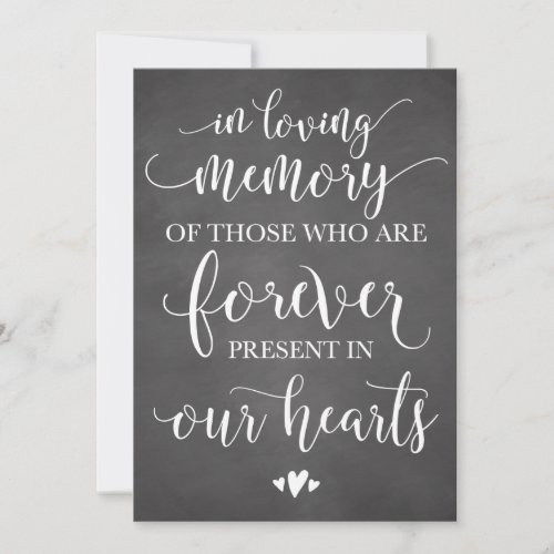 In Loving Memory Remembrance Wedding Ceremony Sign