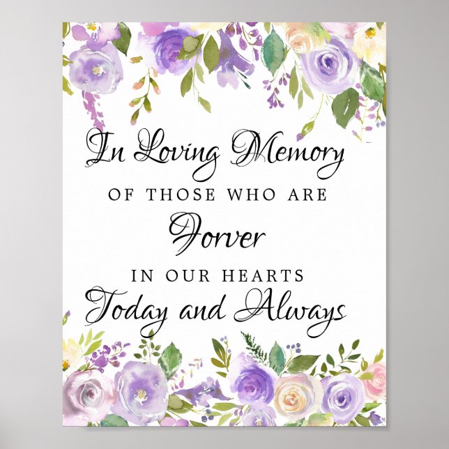 In Loving Memory Remembrance Wedding Ceremony Sign (Front)