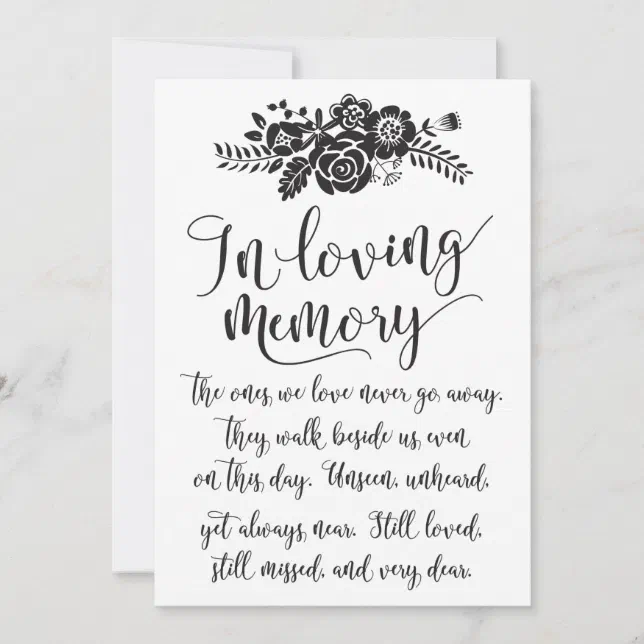 In Loving Memory Remembrance Wedding Ceremony Sign Invitation | Zazzle