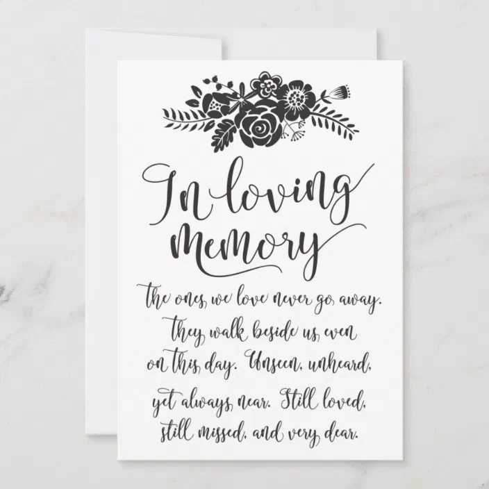 Personalised In Loving Memory Wedding Table Sign Rose Gold Effect Landscape 