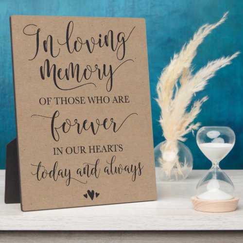 In Loving Memory Remembrance Wedding Ceremony Sign Plaque