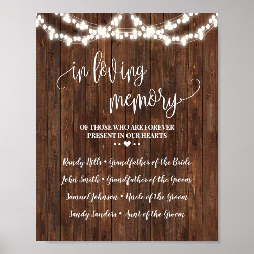 In Loving Memory Remembrance Western Wedding Poster