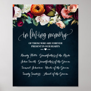 In loving Memory Remembrance Wine Navy Wedding Poster
