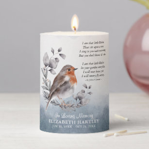 'In Loving Memory' Robin Remembrance Personalized  Pillar Candle