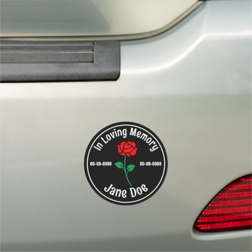 In Loving Memory Rose Dark Car Magnet