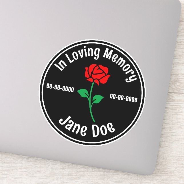 In Loving Memory Rose Dark Sticker (Detail)