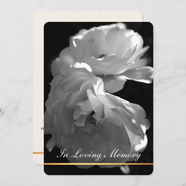 In Loving Memory Rose Funeral Memorial Service Invitation (Front/Back)