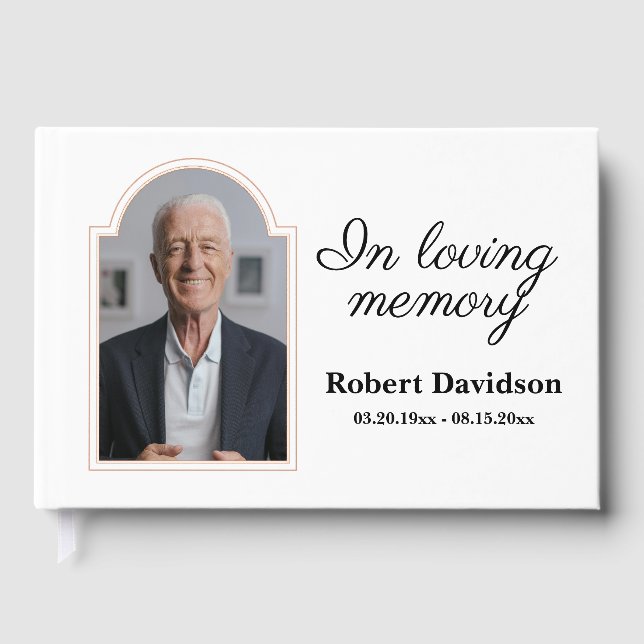 In Loving Memory Rose Gold Frame Memorial Funeral Foil Guest Book (Front)