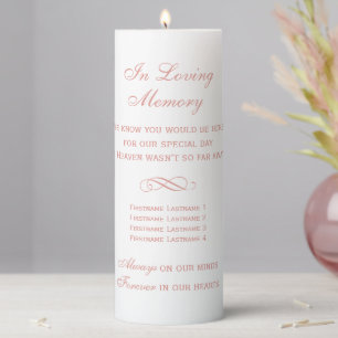 In Loving Memory Rose Gold Verse Pillar Candle