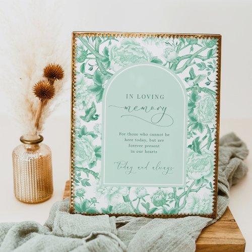 In Loving Memory  Sage Chinoiserie Wedding Sign