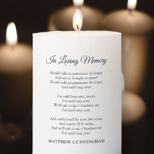 In Loving Memory   Scottish Auld Lang Syne Pillar Candle