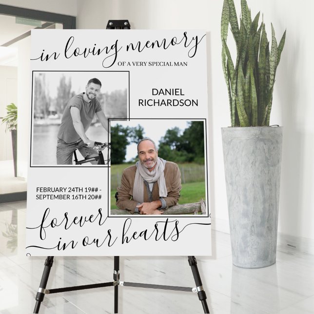 In Loving Memory Script 2 Photo Funeral Foam Board (Creator Uploaded)