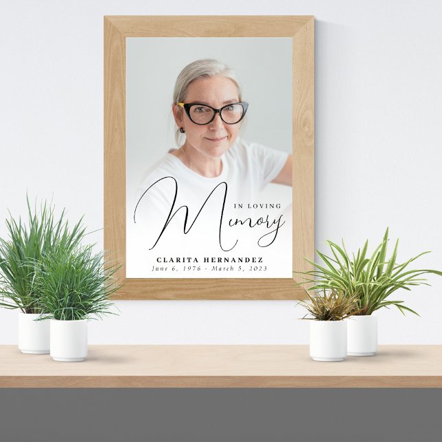 In Loving Memory Script Elegant Photo Funeral Poster (Creator Uploaded)