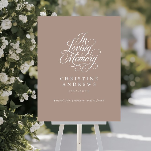 "In Loving Memory" Script Font Keepsake Funeral Foam Board (Custom "In Loving Memory" Script Font Keepsake Funeral Foam Board)