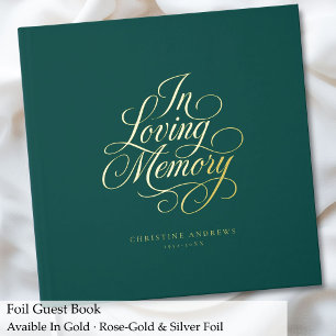 "In Loving Memory" Script Font Keepsake Funeral Foil Guest Book