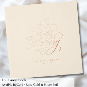 "In Loving Memory" Script Font Keepsake Funeral  Foil Guest Book