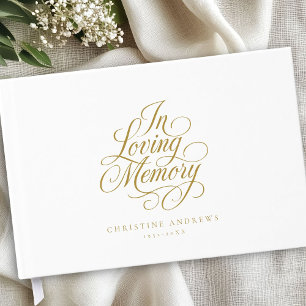 "In Loving Memory" Script Font Keepsake Funeral  Guest Book