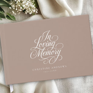 "In Loving Memory" Script Font Keepsake Funeral  Guest Book