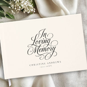 "In Loving Memory" Script Font Keepsake Funeral Guest Book
