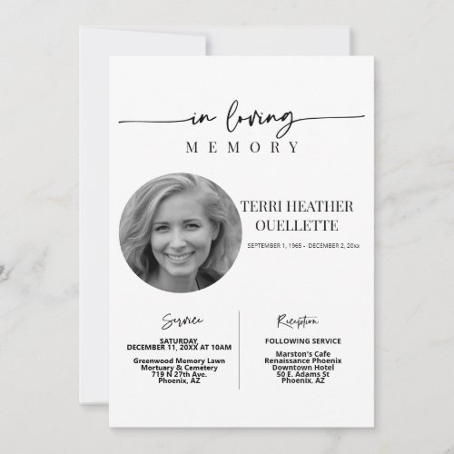 In Loving Memory Script Funeral Memorial Service Invitation