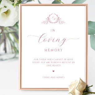 In loving Memory, Script Monogram Blush Pink Sign