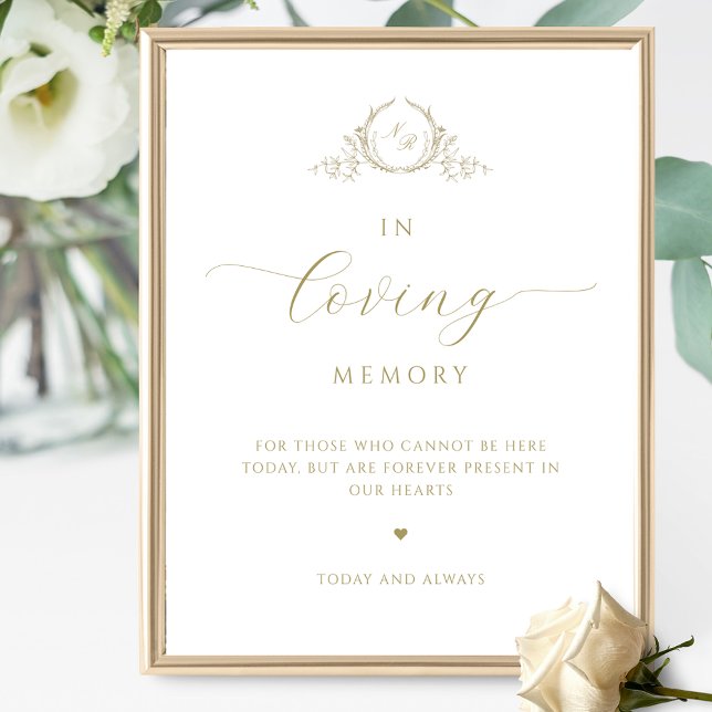 In loving Memory, Script Monogram Champagne Sign (Creator Uploaded)