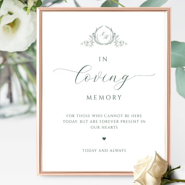 In loving Memory, Script Monogram Green Sign (Creator Uploaded)