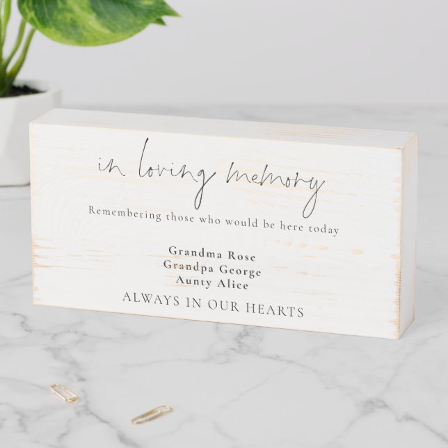 In Loving Memory Script Names Wedding Wooden Box S (In Situ Horizontal)