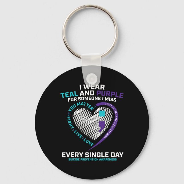 In Loving Memory Semi Colon Suicide Prevention Awa Keychain (Front)