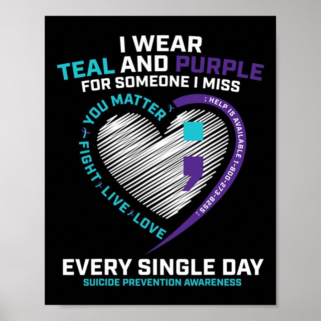 In Loving Memory Semi Colon Suicide Prevention Awa Poster (Front)