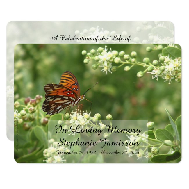 In Loving Memory Service Invitation, Butterfly