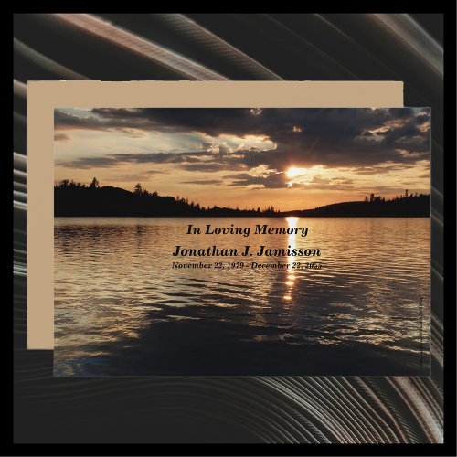 In Loving Memory Service Invitation Sunset at Lake