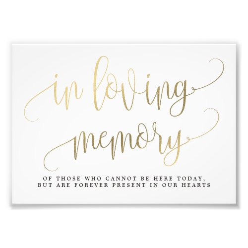 In Loving Memory Sign Choose Your Size Faux Gold