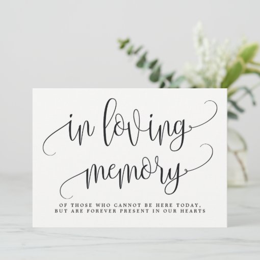 In Loving Memory Sign - Lovely Calligraphy Invitation | Zazzle