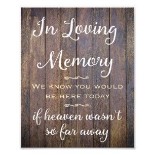 In Loving Memory Sign, Wedding Decor, Wedding Sign
