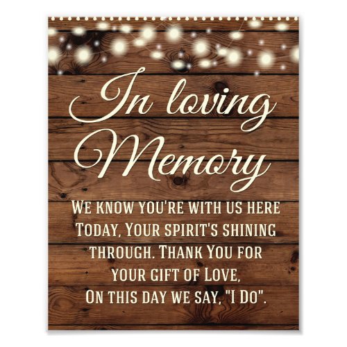 In Loving Memory Sign Wedding Sign Wedding Decor Photo Print