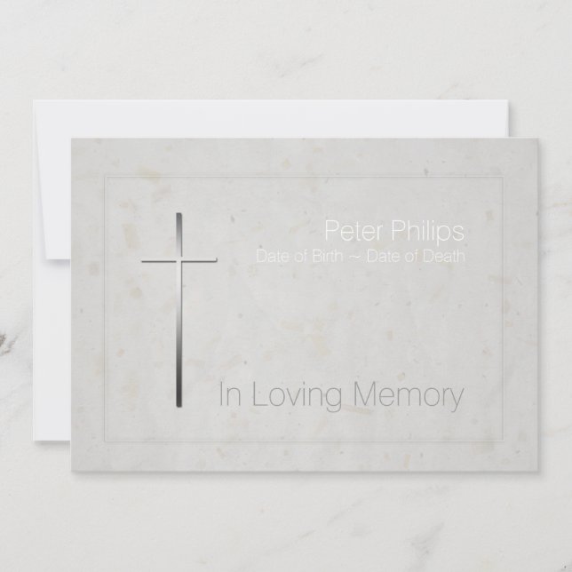 In Loving Memory Silver Cross Funeral 3 Invitation (Front)