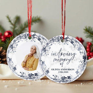 In Loving Memory Silver Foil Photo Memorial Ceramic Ornament