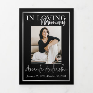 In Loving Memory Silver Frame Black  Tri-Fold Program