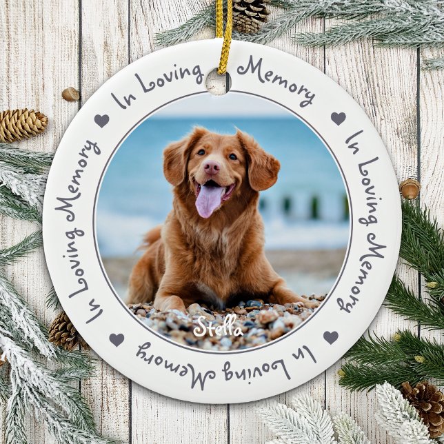 In Loving Memory Silver Gray Keepsake Pet Memorial Ceramic Ornament (Creator Uploaded)