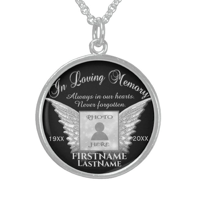 In Loving Memory Silver Photo Necklace (Front)