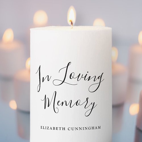 In Loving Memory  Simple Classic Calligraphy Pillar Candle