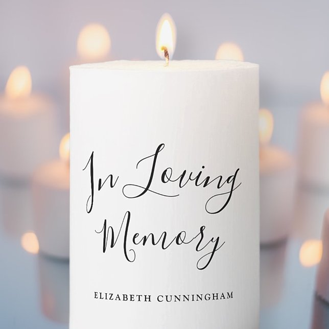 In Loving Memory | Simple Classic Calligraphy Pillar Candle (Creator Uploaded)