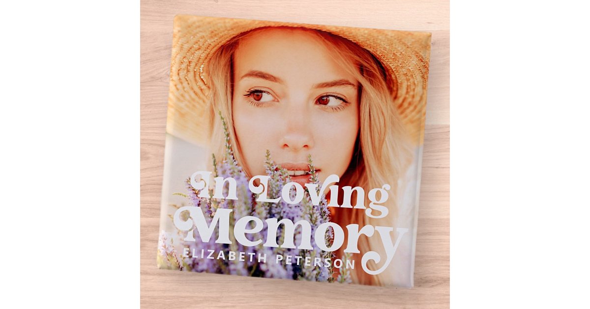 In Loving Memory Simple Custom Photo Memorial Button | Zazzle