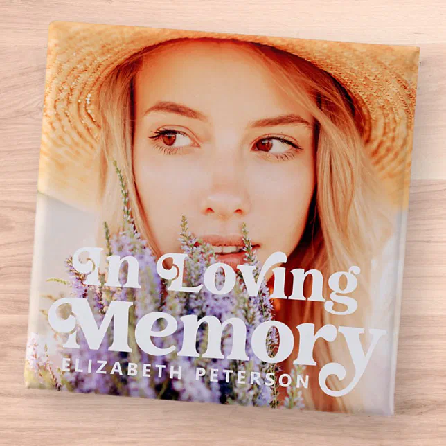 In Loving Memory Simple Custom Photo Memorial Button | Zazzle