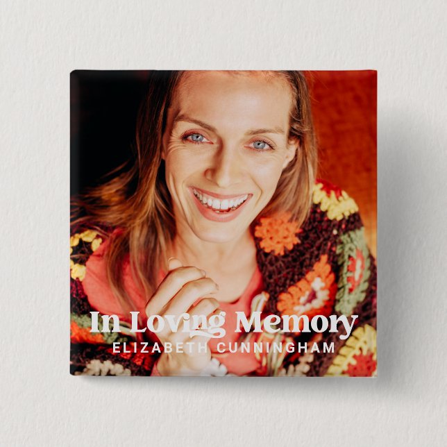 In Loving Memory Simple Custom Photo Memorial Button (Front)