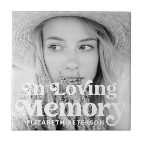 In Loving Memory Simple Custom Photo Memorial Ceramic Tile