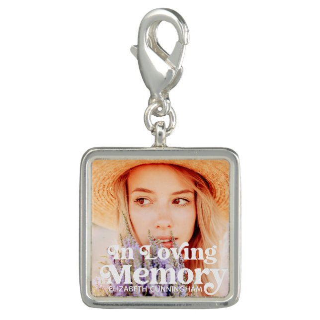 In Loving Memory Simple Custom Photo Memorial Charm (Front)
