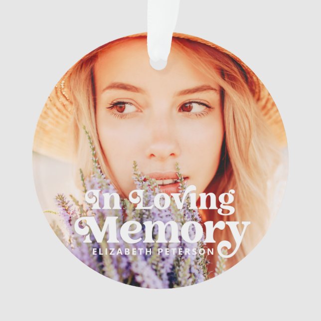 In Loving Memory Simple Custom Photo Memorial Ornament (Front)