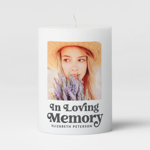 In Loving Memory Simple Custom Photo Memorial Pillar Candle
